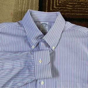 Brooks Brothers Striped Purple White Regent Button Down Shirt Long Sleeve